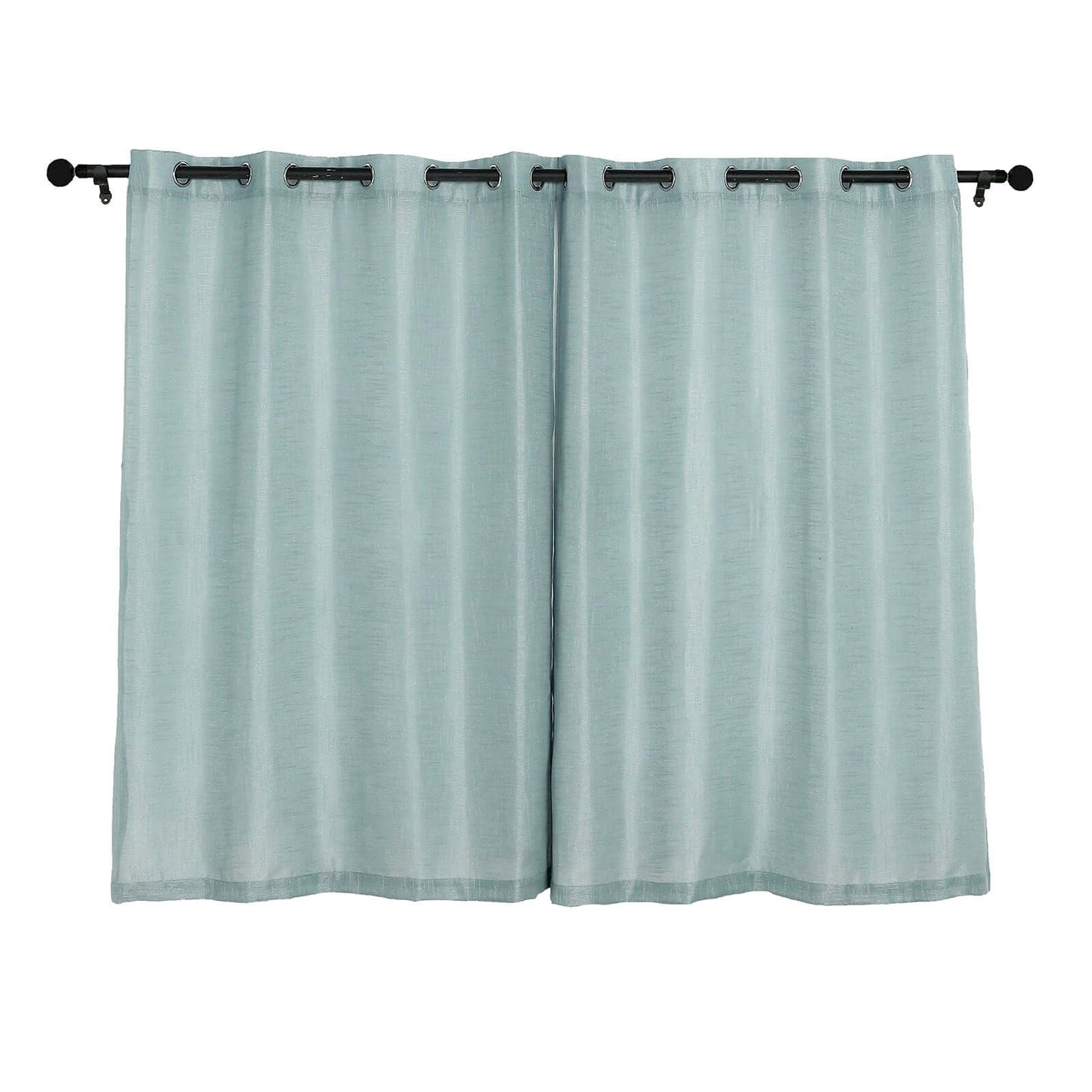 2 Pack Handmade Dusty Blue Faux Linen Curtains 52"x64", Curtain Panels With Chrome Grommets