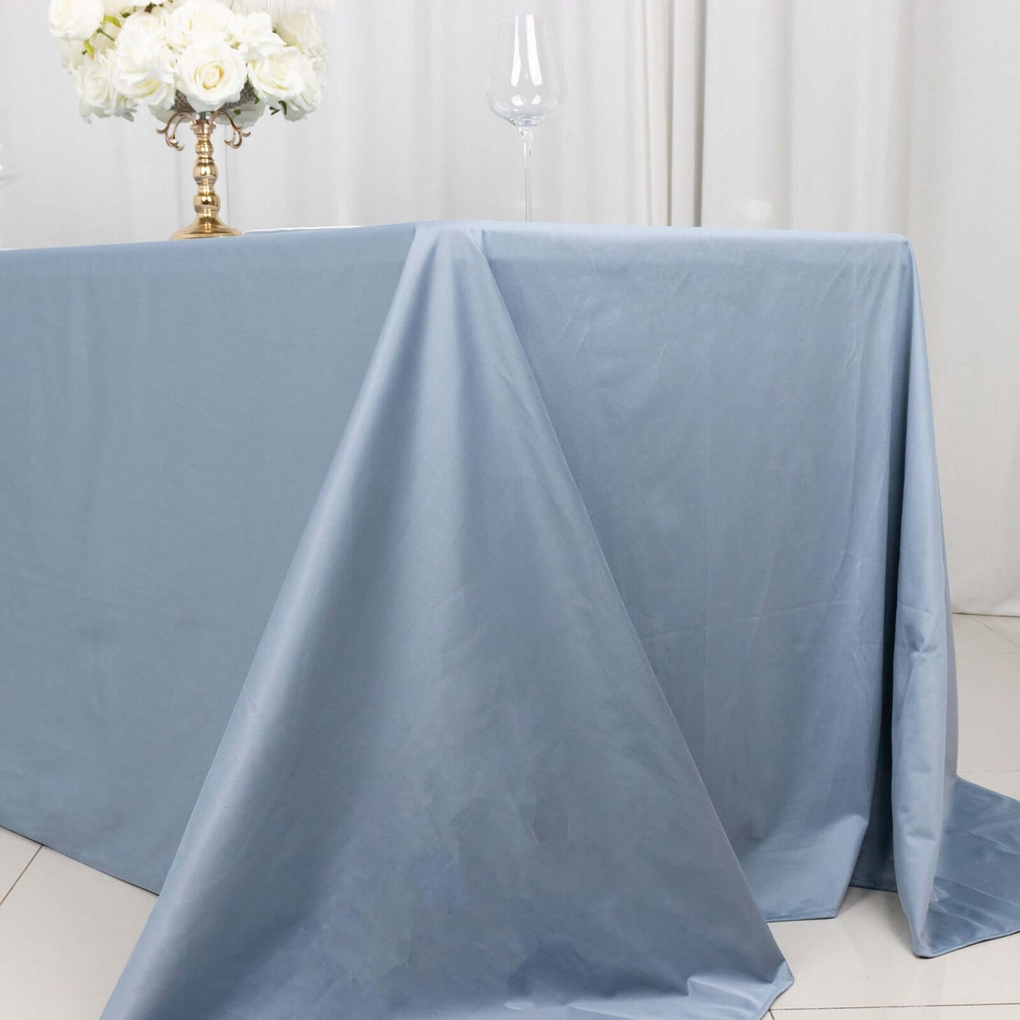 Scuba Rectangular 90"x132" Tablecloth Dusty Blue - Wrinkle Free, Stain Resistant & Seamless Table Cover