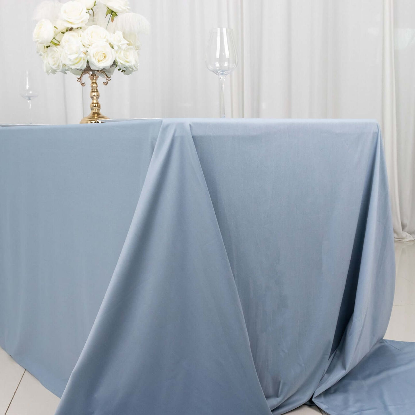 Scuba Rectangular 90"x156" Tablecloth Dusty Blue - Wrinkle Free, Stain Resistant & Seamless Table Cover