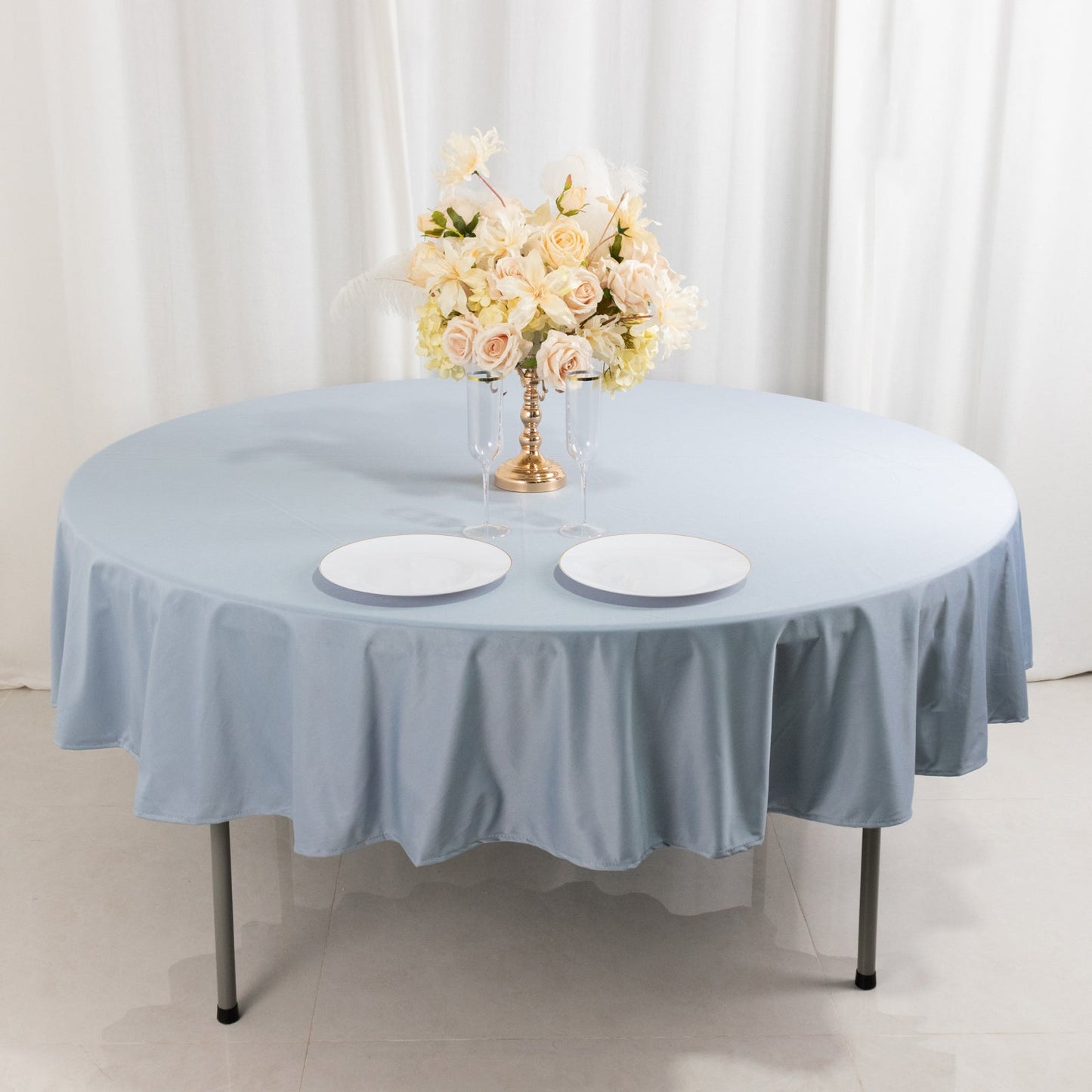 Scuba Round 120" Tablecloth Dusty Blue - Wrinkle Free & Stain Resistant Seamless Table Cover