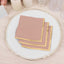 50-Pack Paper Beverage Napkins Dusty Rose with Gold Foil Edge - 2 Ply Disposable Soft 18GSM Cocktail Napkins 5"x5"
