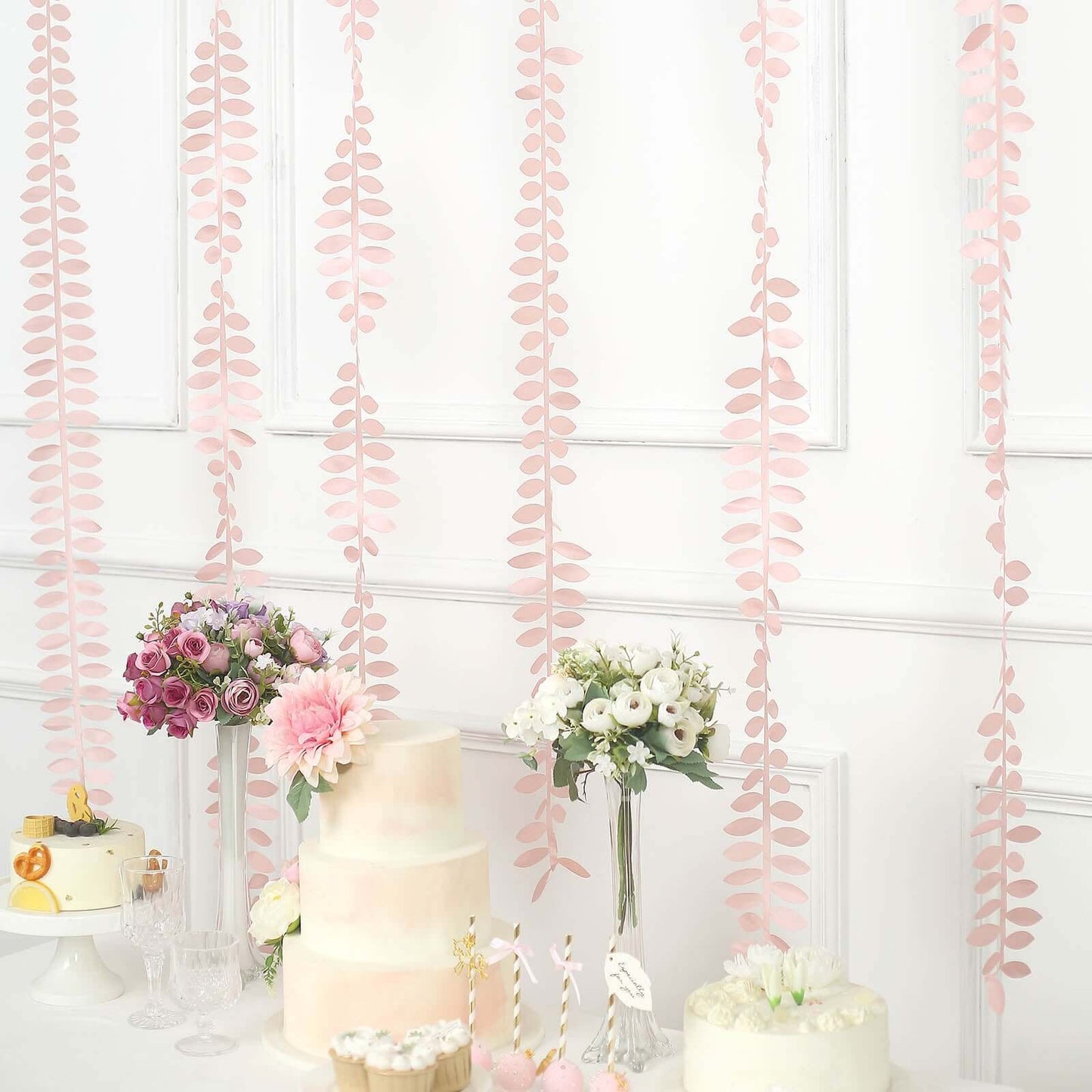 Taffeta Ribbon Sash with 4" Leaf Petal Design Dusty Rose 50ft - Sophisticated Artificial Fabric Garland