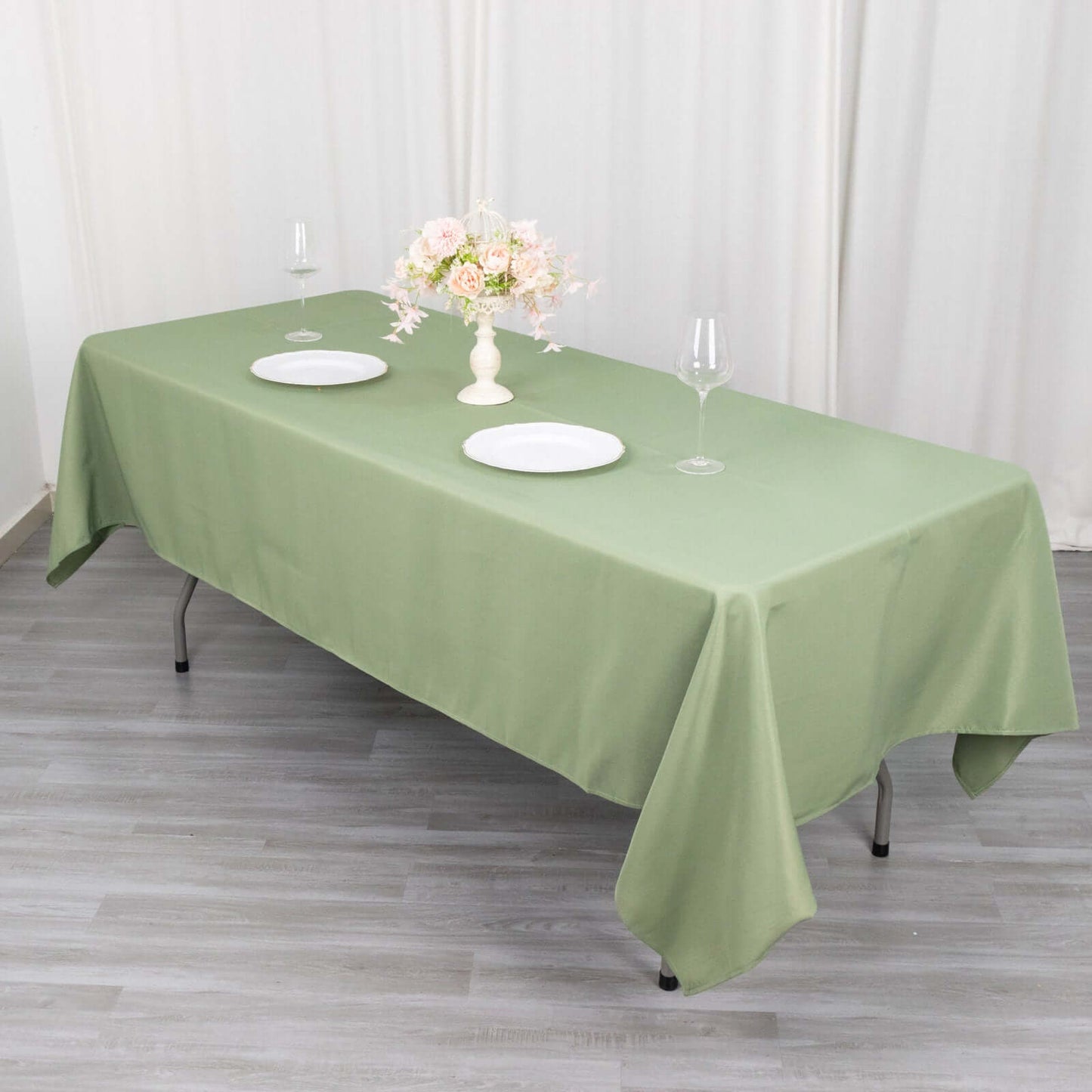 Premium Polyester 60"x102" Rectangle Tablecloth Dusty Sage Green - Durable 220GSM Wrinkle-Resistant Table Cover