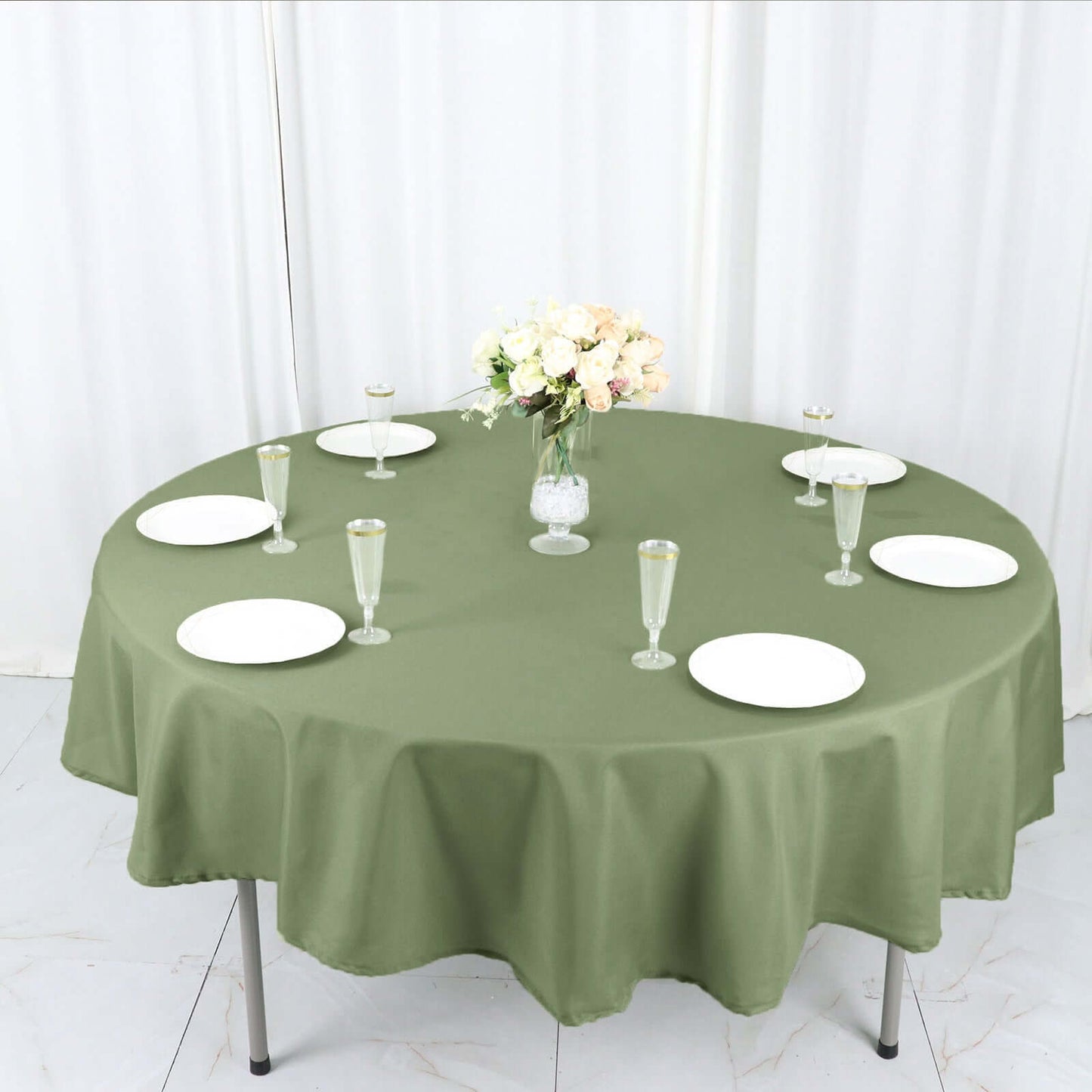 Polyester 90" Round Tablecloth Dusty Sage Green - Stain & Wrinkle-Resistant Table Cover