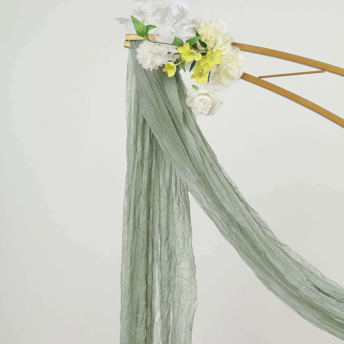 20ft Dusty Sage Green Gauze Cheesecloth Fabric Wedding Arch Drapery, Window Scarf Valance, Boho Decor Arbor Curtain Panel