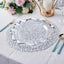 6-Pack Vinyl Placemats Silver Woven Design - Durable Non-Slip Round Table Mats for Dining 15"