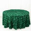 Satin 120" Round Tablecloth Hunter Emerald Green - Grandiose 3D Rosette with Seamless Finish Table Cover