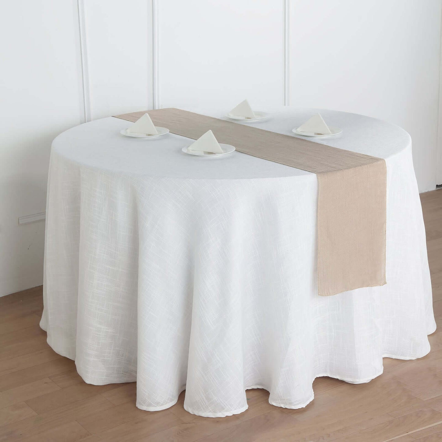 Faux Linen 12"x108" Table Runner Taupe - Slubby Textured & Wrinkle Resistant Table Decor