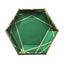 25-Pack Paper 9" Hexagon Dinner Plates in Hunter Emerald Green with Gold Geometric Lines & Rim - Stylish Disposable Geometric 300GSM Party Plates