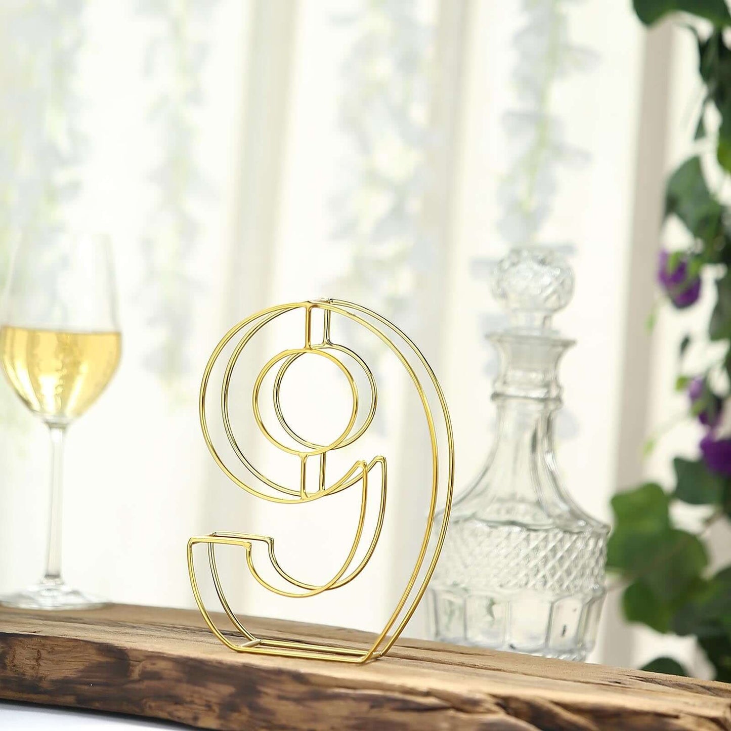 8" Tall Gold Freestanding 3D Decorative Metal Wire Numbers, Wedding Table Numbers -9