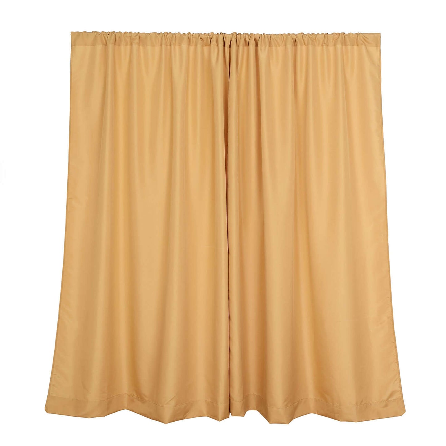 2 Pack Gold Polyester Event Curtain Drapes, 10ftx8ft Backdrop Event Panels With Rod Pockets 130 GSM