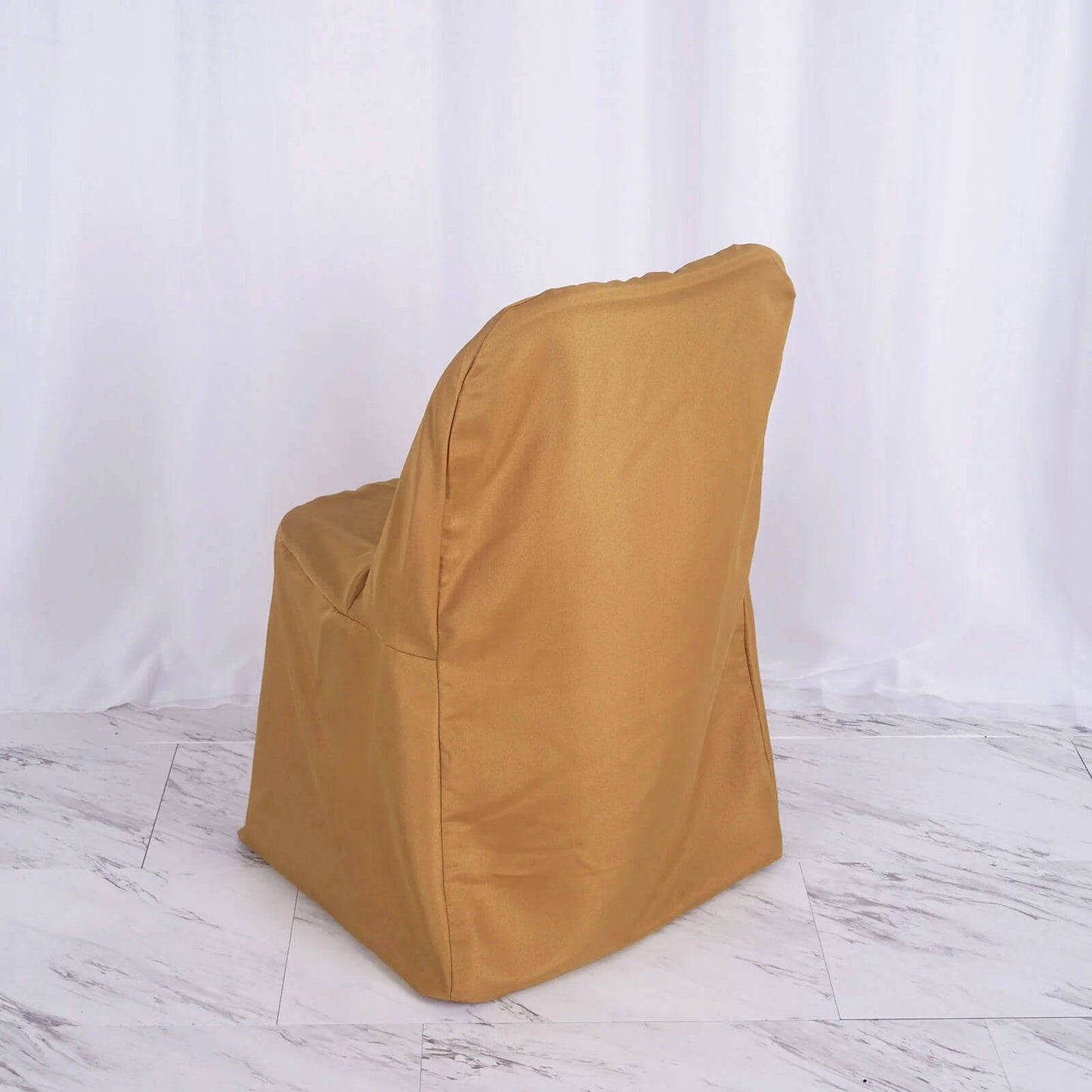 10 Pack Polyester Chair Covers for Folding Chairs Gold - Wrinkle-Free Stain-Resistant Slip-On Design for Events