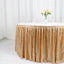 Sequin 17ft Table Skirt Gold - Pleated Satin With Top Velcro Strip - Glitzy Event Decoration