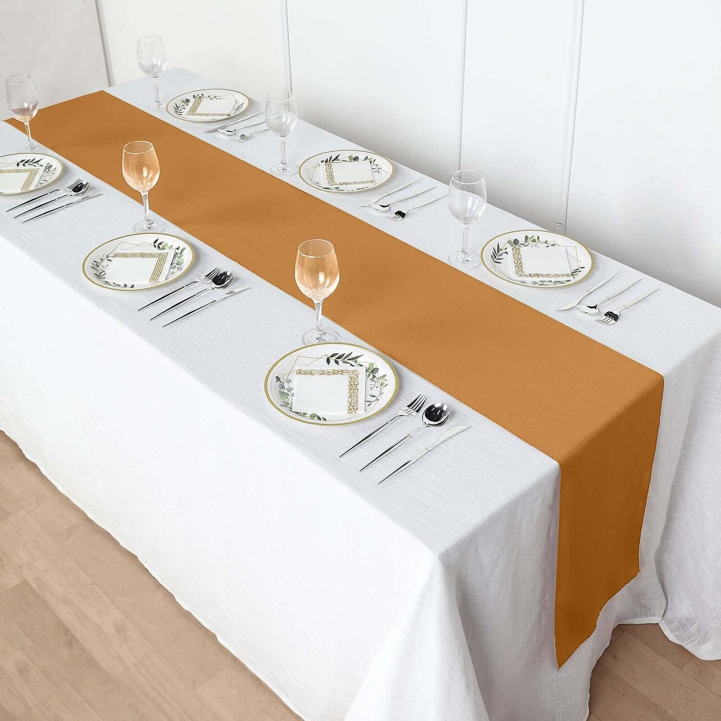 Polyester 12"x108" Table Runner Gold - Durable & Wrinkle-Resistant Table Decor for All Occasions