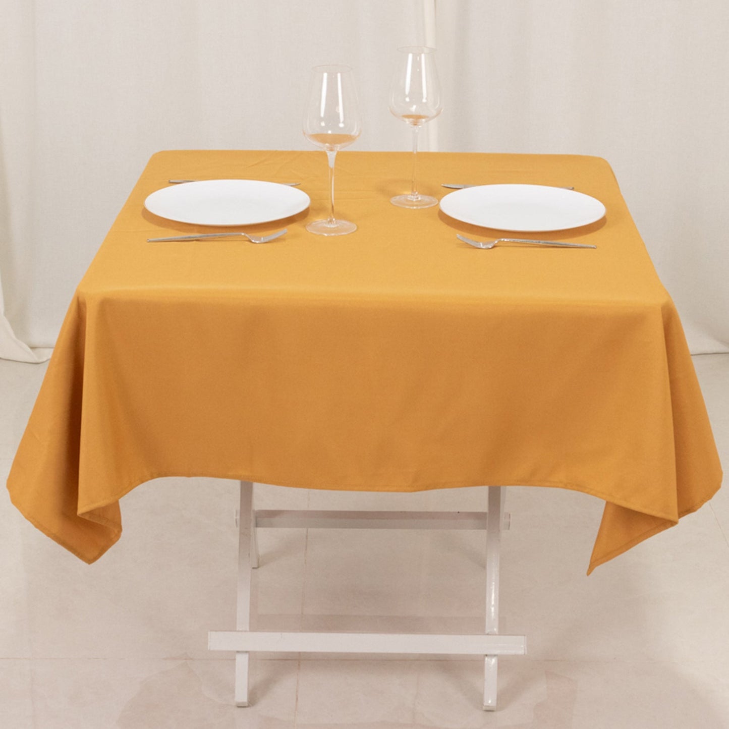 Premium Polyester 54"x54" Square Tablecloth Gold - Stain and Wrinkle-Resistant 220GSM Finish for Weddings & Events