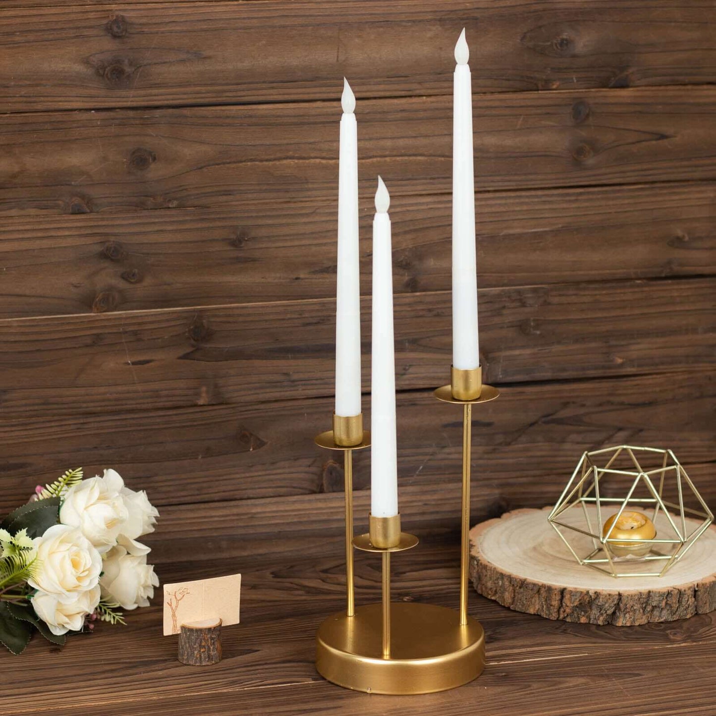 Vintage Candelabra 3-Arm Taper Candle Holder Gold Metal Wedding Table Centerpiece - Stylish Tabletop Accent 10"