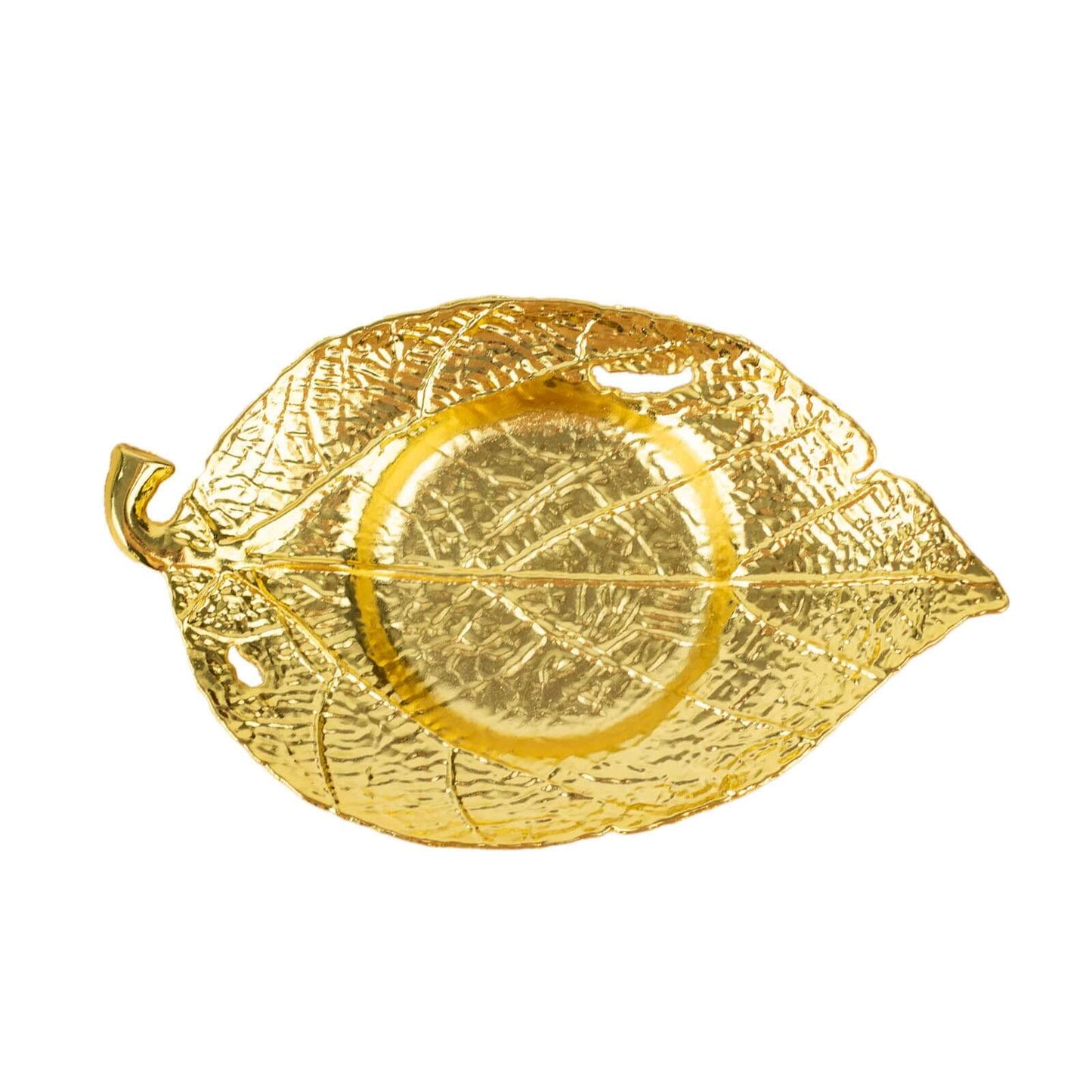 3-Pack Metal Votive Candle Holders Maple Leaf Design Shiny Gold - Vintage Mini Tea Cup Saucers 5"