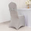 Spandex Chair Cover with Rhinestone Buckled Sash Band Silver - Stretch Fitted Slipcover