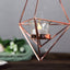 Set of 2 Hanging Tealight Candle Holders Rose Gold Metal Diamond Geometric Open Frame - Flower Terrariums 12", 15"