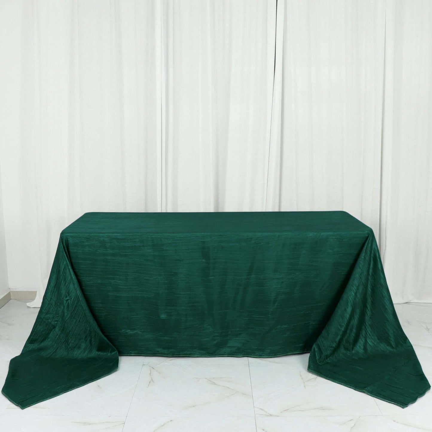Taffeta 90"x156" Rectangle Tablecloth Hunter Emerald Green - Accordion Crinkle Seamless Table Cover