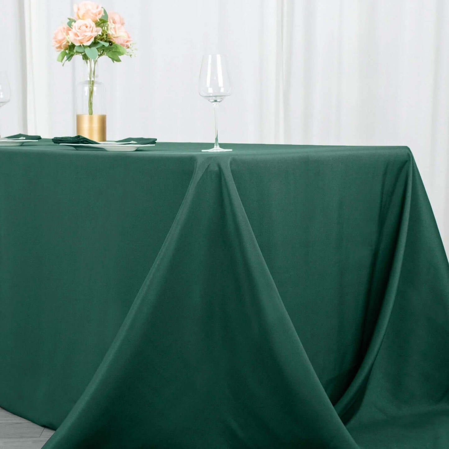 Premium Polyester 90"x132" Rectangle Tablecloth Hunter Emerald Green - Seamless 220GSM Stain-Resistant Design