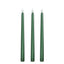 3-Pack LED Decorative Lighting Warm Flickering Hunter Emerald Green - Flameless Taper Candles 11"