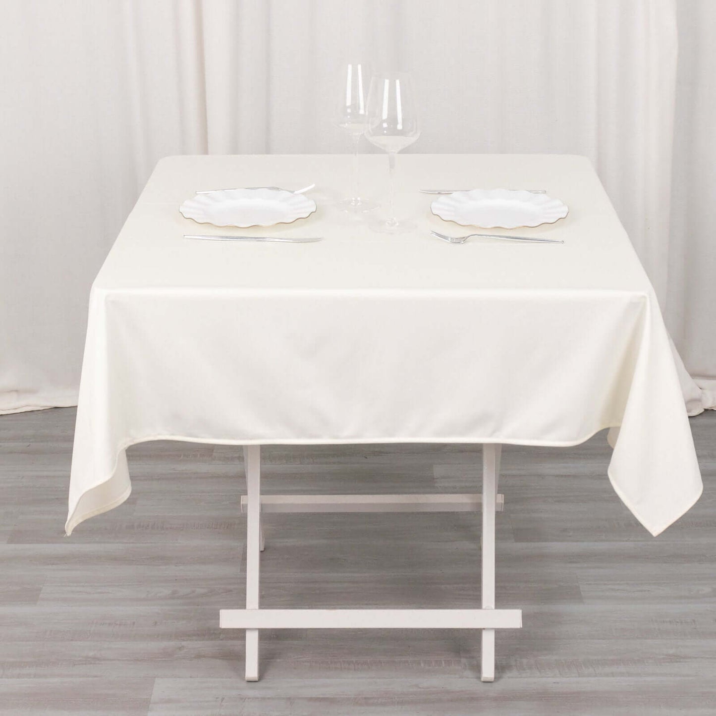 Scuba Square 54"x54" Tablecloth Ivory - Wrinkle Free & Stain Resistant Table Cover