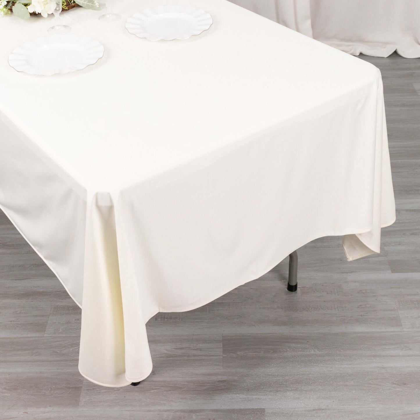 Scuba Rectangular 60"x102" Tablecloth Ivory - Wrinkle Free & Stain Resistant Table Cover