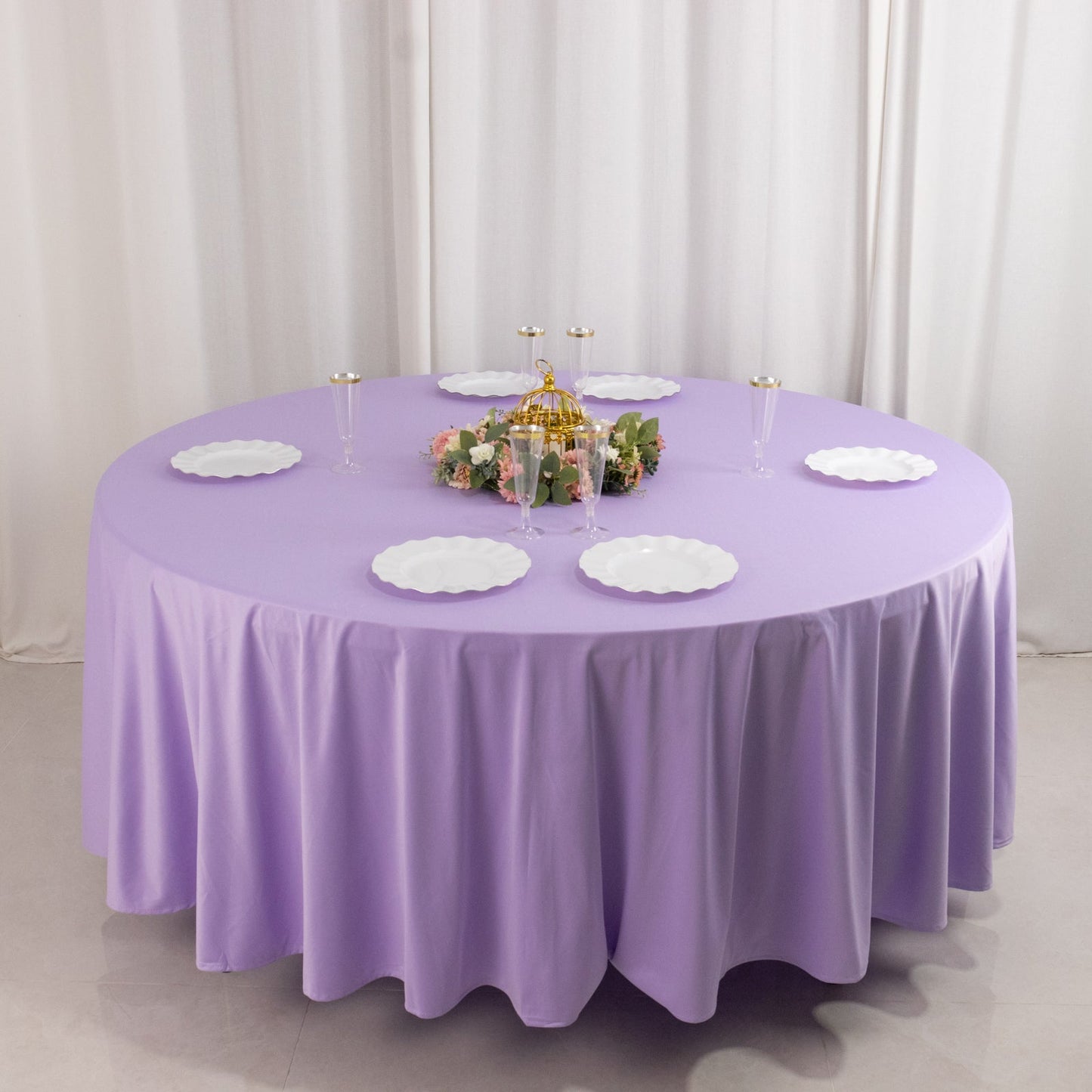Scuba Round 108" Tablecloth Lavender Lilac - Wrinkle Free & Stain Resistant Table Cover
