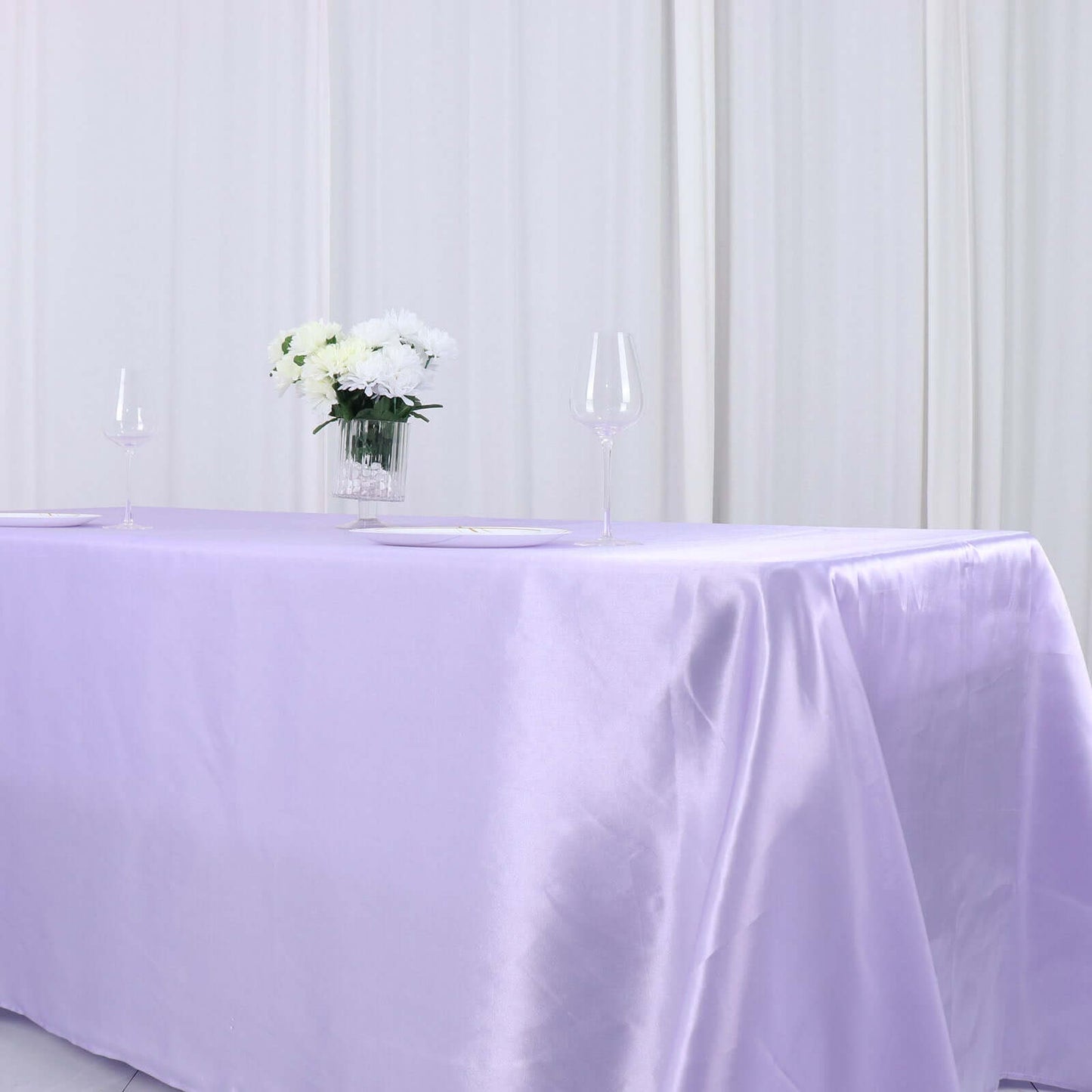 Satin Rectangular 90"x132" Tablecloth Lavender Lilac - Seamless Table Cover