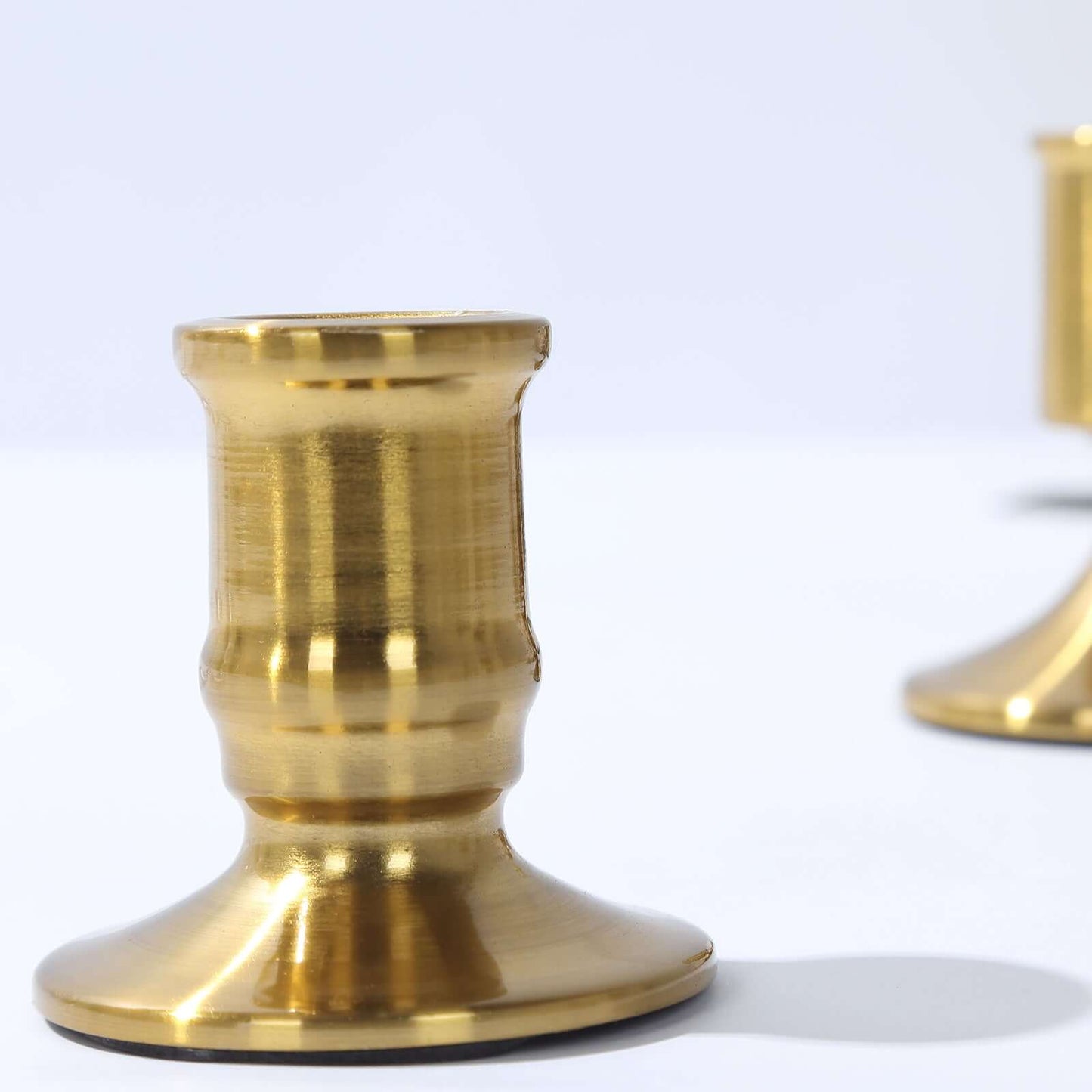 Set of 4 Metal Taper Candle Holders Vintage Gold with Sturdy Round Base - Traditional Pillar Candlestick Holders 2.5", 3"
