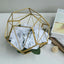 Tealight Candle Holder Gold Metal Pentagon Prism Geometric Open Frame - Flower Stand 7"