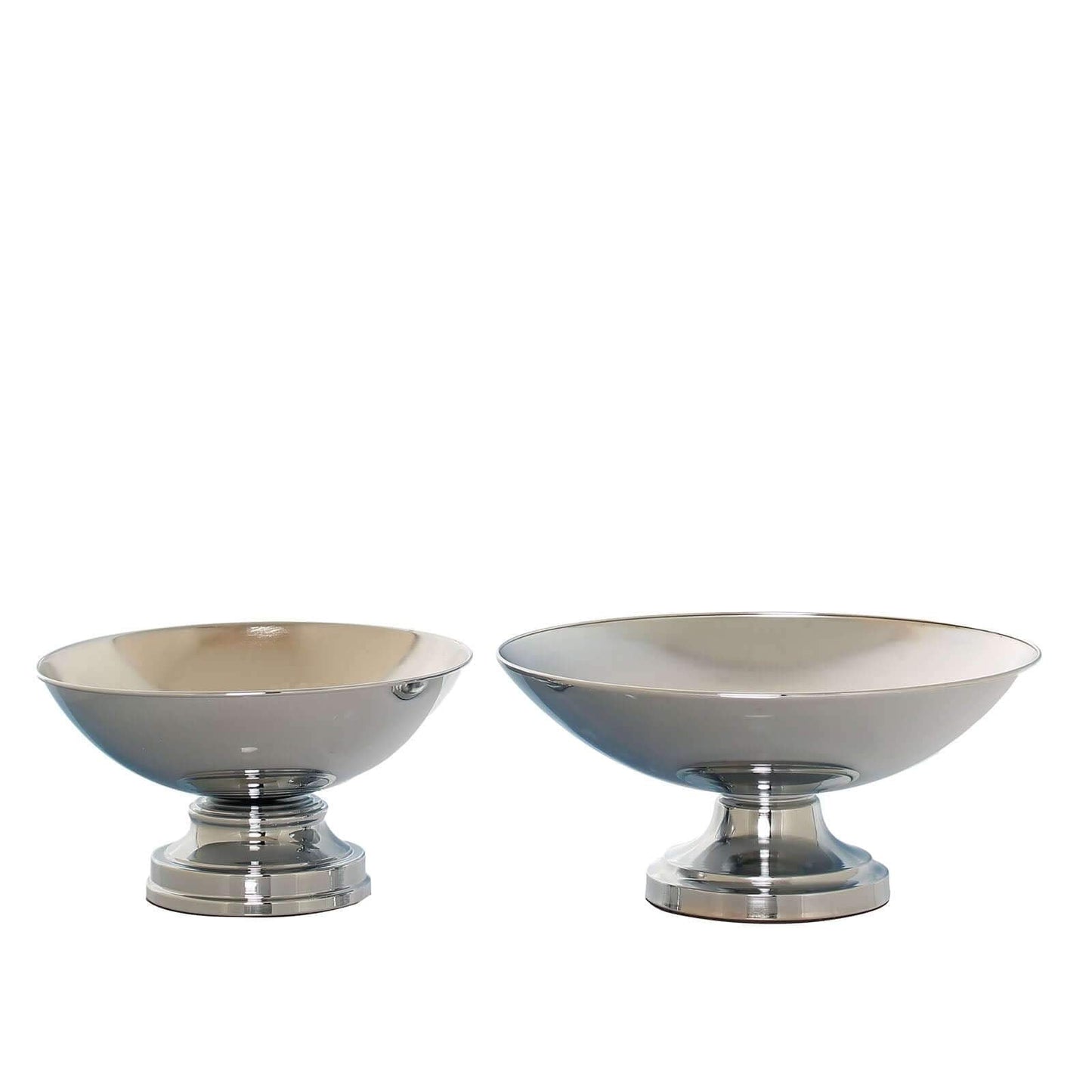 Metal Pedestal Flower Pot Round Design Metallic Silver - Floating Candle Bowl and Display Dish 12"
