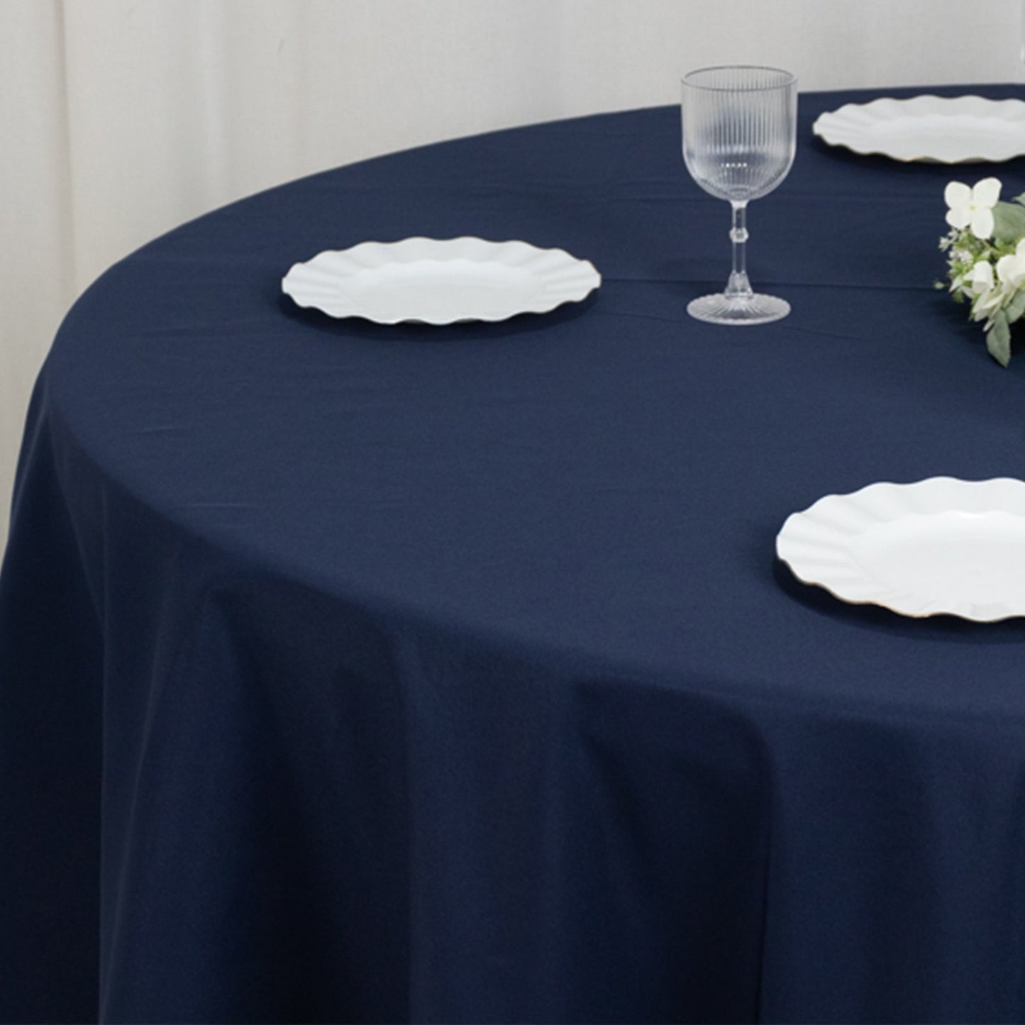 Fire Retardant Premium Polyester 108" Round Tablecloth Navy Blue - High-Performance Table Cover