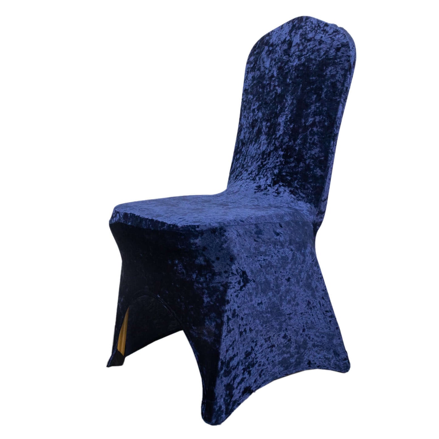 Crushed Velvet Spandex Banquet Chair Cover Fitted Slipcover Navy Blue - Stretch 190GSM Slipcover with Foot Pockets