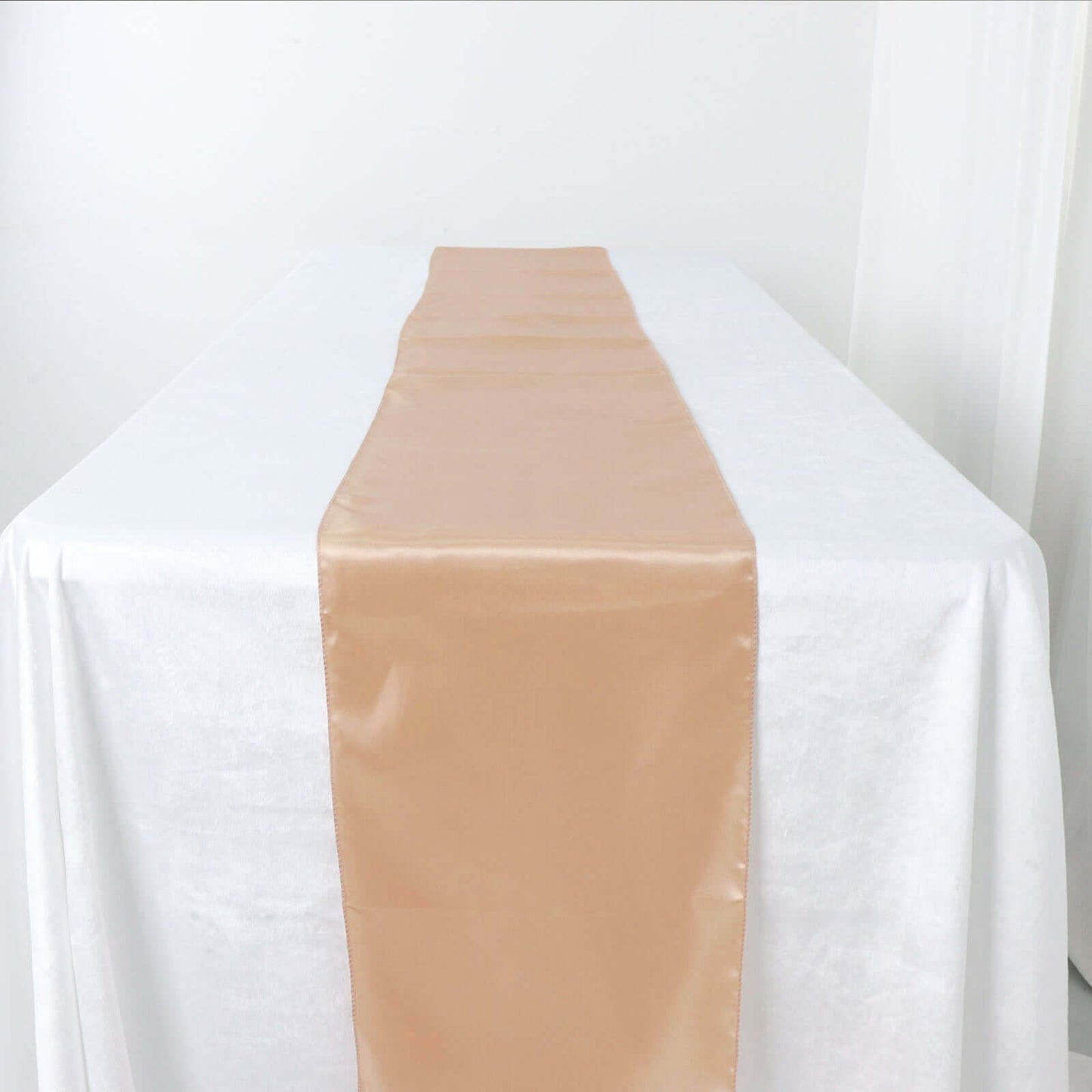 Satin 12"x108" Table Runner Nude - Stylish Table Linen