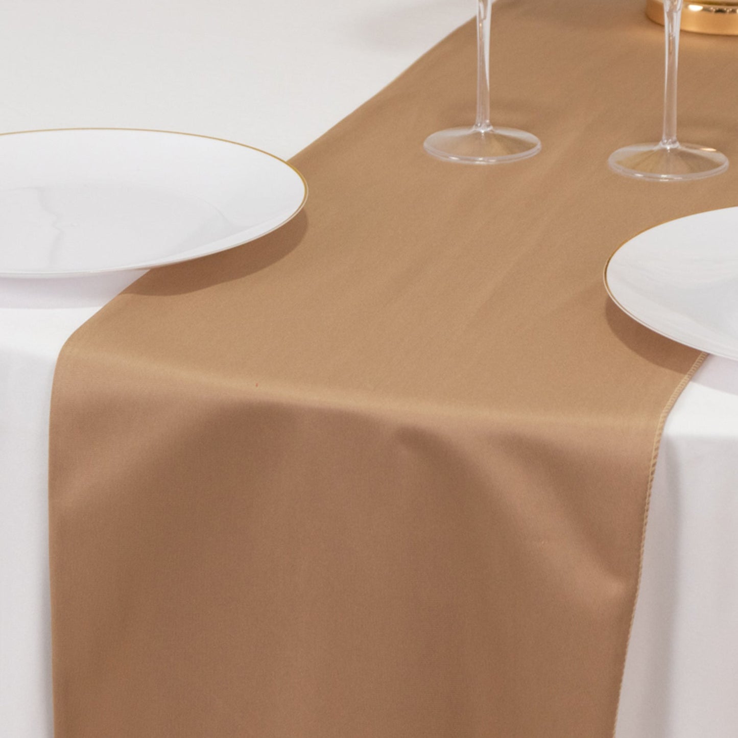 Scuba Polyester 12"x108" Table Runner Nude - Wrinkle-Free Table Linen