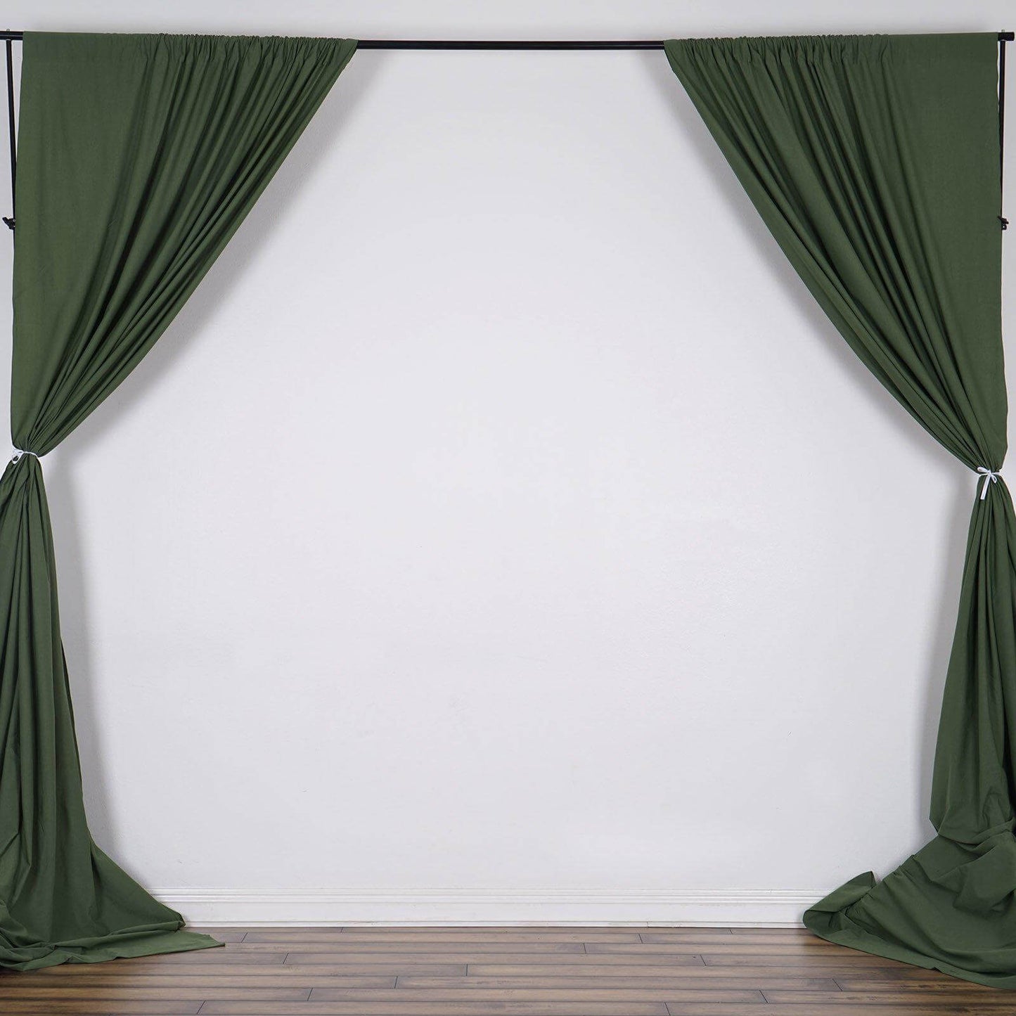 2 Pack Olive Green Scuba Polyester Event Curtain Drapes, Durable Flame Resistant Backdrop Event Panels Wrinkle Free with Rod Pockets - 10ftx10ft
