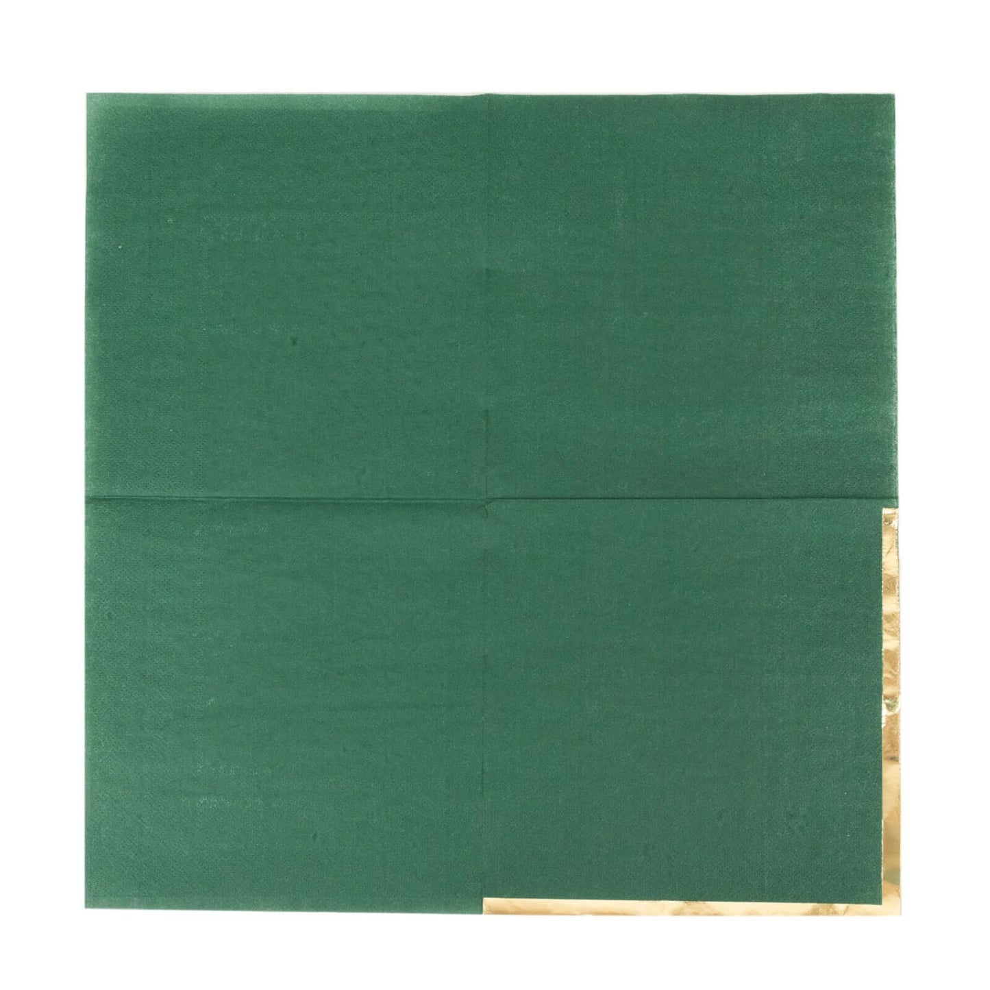 50-Pack Paper Beverage Napkins with Gold Foil Edge Hunter Emerald Green - Disposable 2 Ply Cocktail Napkins for Events 6.5"x6.5"