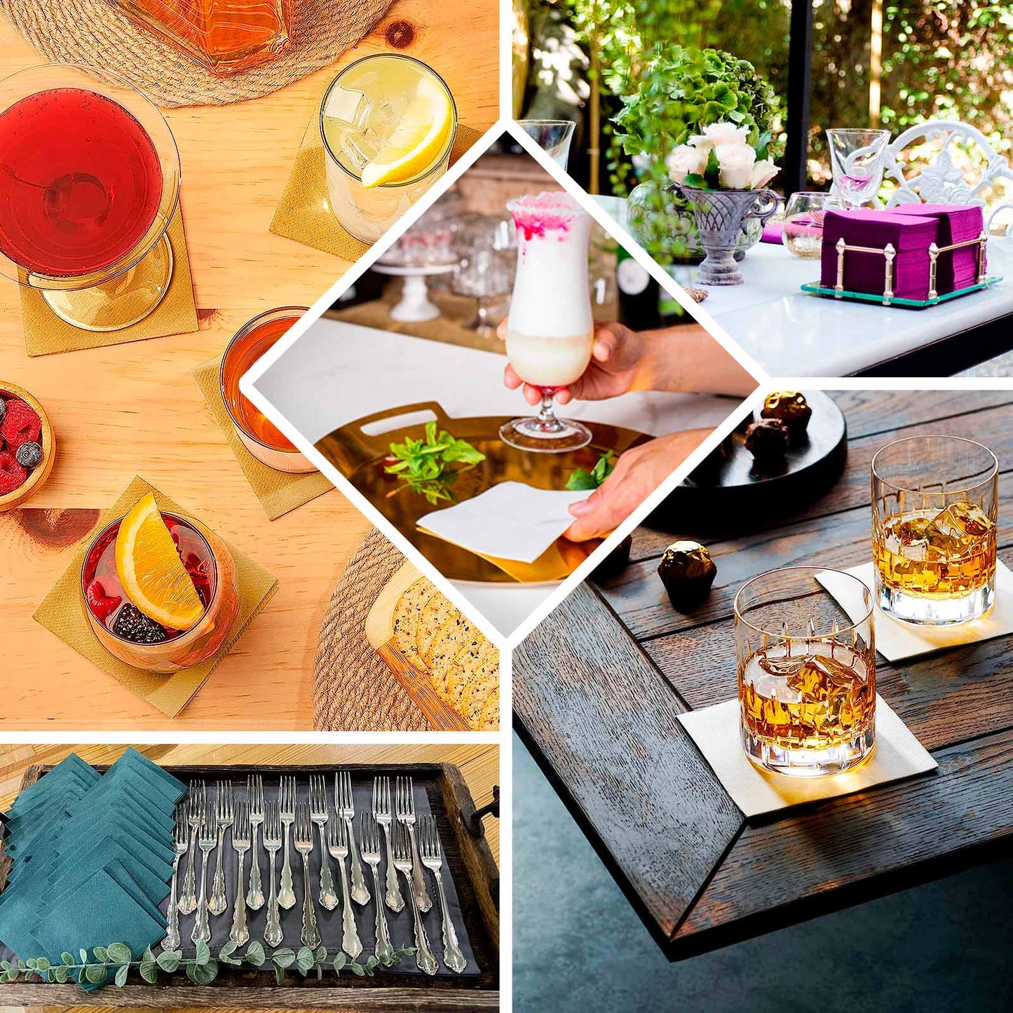 20 Pack Linen-Like Paper 5"x5" Napkins Dusty Blue - Highly Absorbent Airlaid Napkins