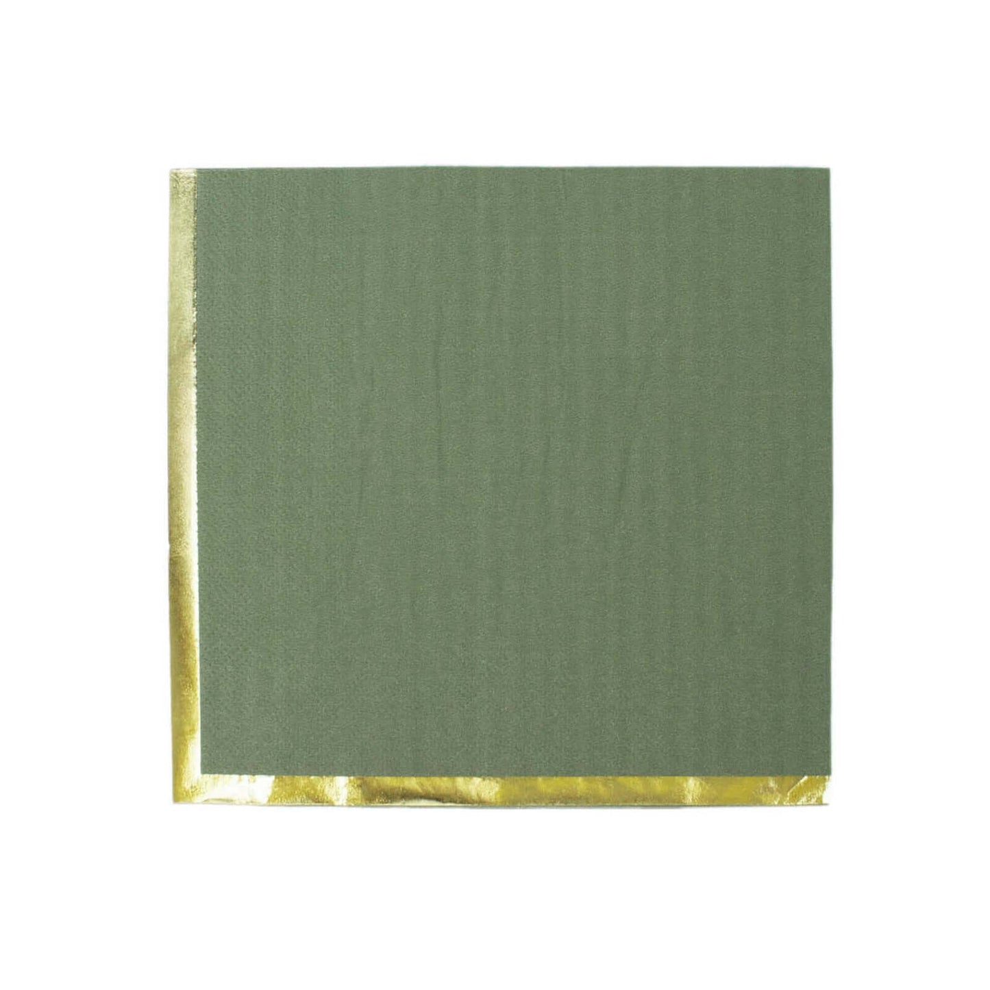 50-Pack Paper Beverage Napkins with Gold Foil Olive Green - Disposable 2 Ply Cocktail Napkins for Events 6.5"x6.5"