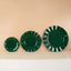 10-Pack Plastic 11" Round Dinner Plates in Hunter Emerald Green Ruffled Rim with Gold Edging - Sturdy Disposable Dinnerware