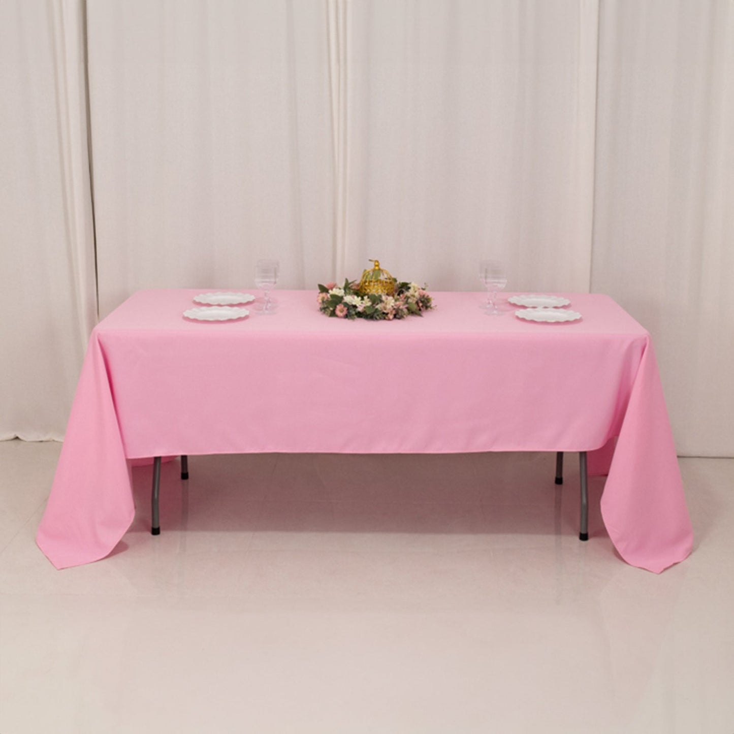 Premium Polyester 60"x126" Rectangle Tablecloth Pink - Stain-Resistant 220GSM Finish Table Cover