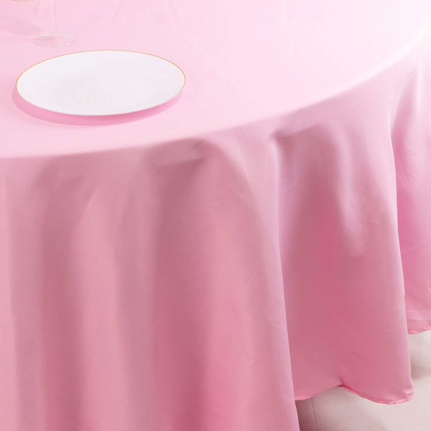 Premium Polyester 108" Round Tablecloth Pink - Wrinkle-Resistant 220GSM Table Cover