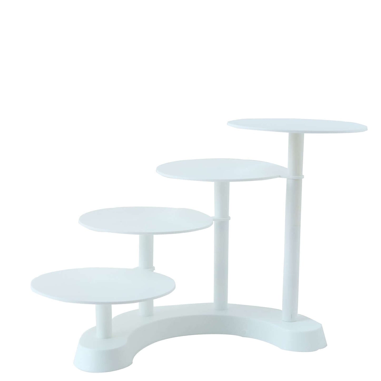 4-Tier Plastic Cake Stand with Half Moon Base White for Weddings Tea Parties & Home Gatherings 17"