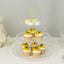 14" Clear 3-Tier Plastic Dessert Display Stand With Beaded Rim, Round Cupcake Tower Tea Party Serving Platter With Top Handle