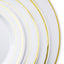 10-Pack Plastic Dinner Plates White with TrÃ¨s Chic Gold Rim - Perfect Disposable Party Plates 10"
