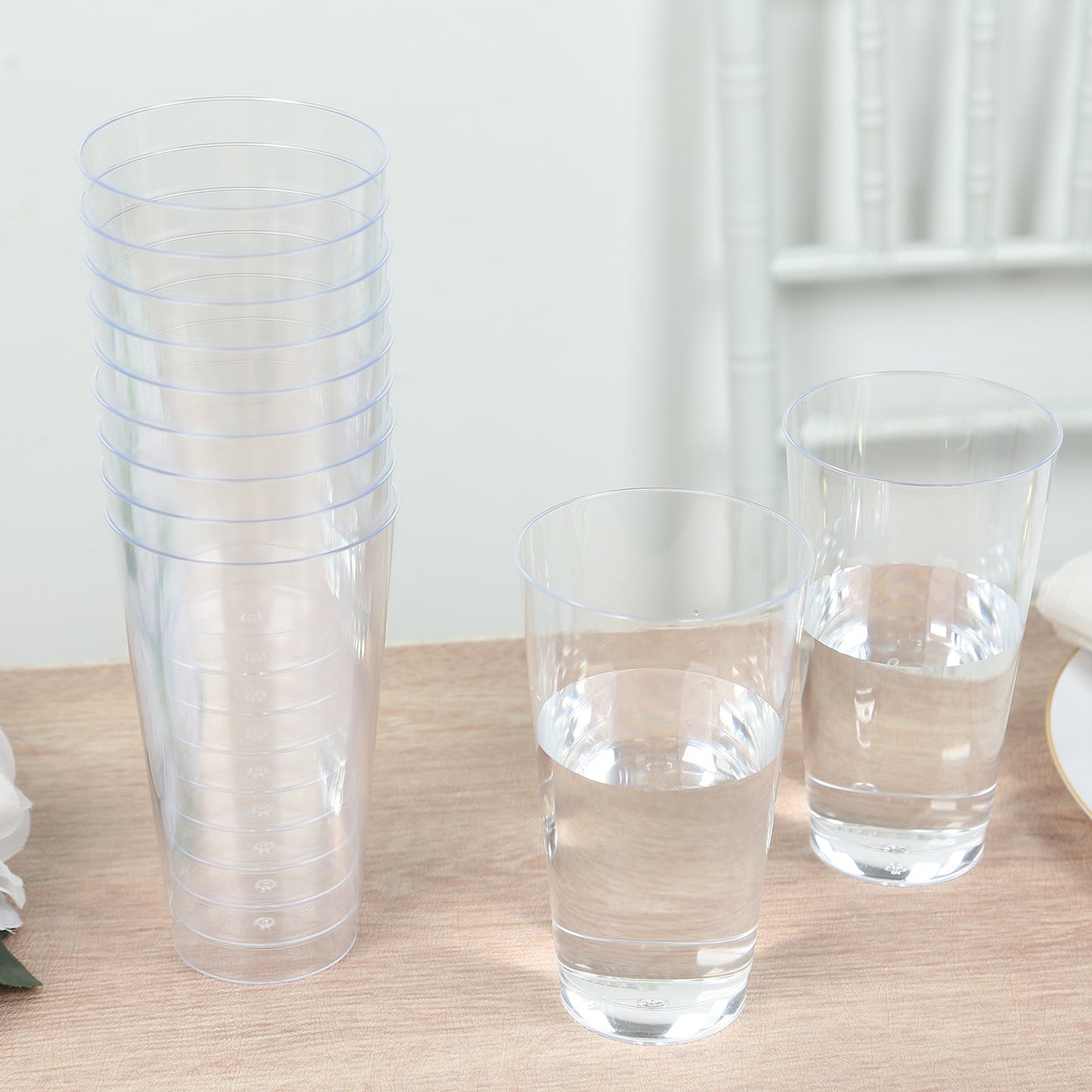 12-Pack Plastic Party Cups Clear - Durable Disposable Tumblers for Drinks 17oz 5.5"