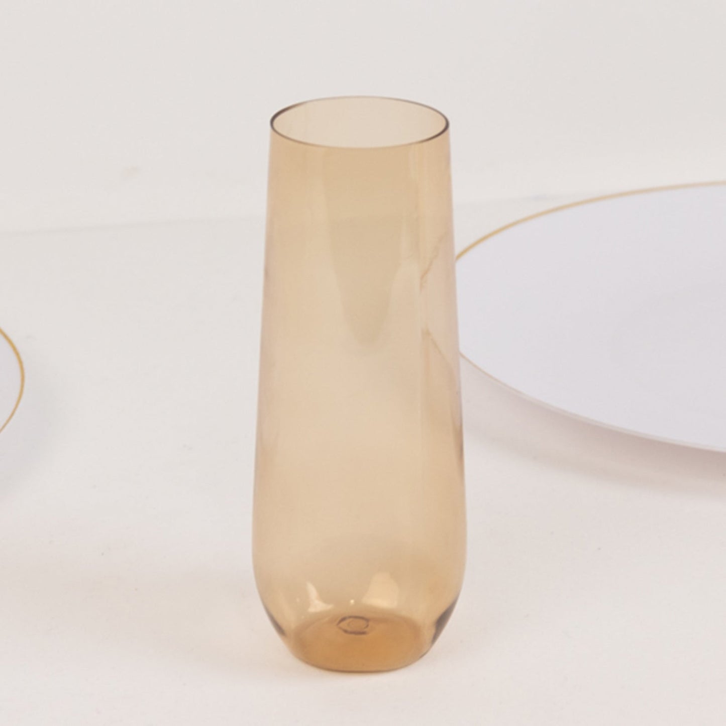 12 Pack Plastic Champagne Glasses in Amber Gold, Reusable Lightweight Champagne Flutes 9oz