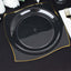 10-Pack Plastic 10" Square Dinner Plates in Clear with Gold Wavy Rim Modern - Disposable Party Plates